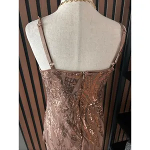 IRIS sequin dress short brown/rose gold color stylish sexy going out dress sz L thumbnail 3