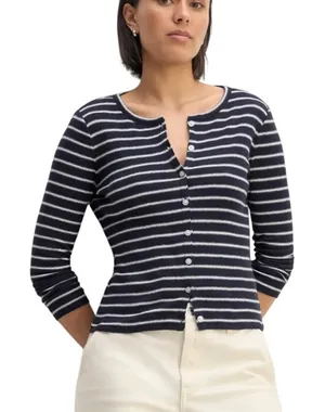 Everlane The Vintage Rib Cardigan in Navy/bone size XS thumbnail 1
