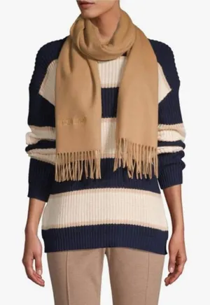 Roberto Cavalli Tan Scarf Luxurious Fringe Wrap thumbnail 1
