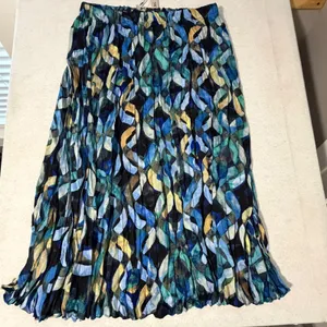 NIC+ZOE Blue Multi Abstract Geometric Pleated Maxi Skirt XL F241726 NWT thumbnail 2