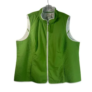 Coldwater Creek Womens 2X Lime Green Quilted Full Zip Mock Neck Vest thumbnail 2
