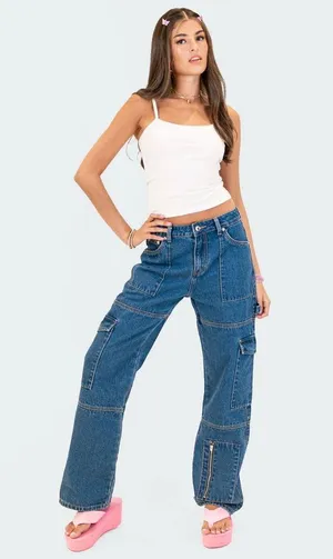 Edikted Jaimie Cargo Jeans Y2K 2000s Grunge thumbnail 5