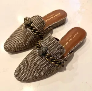 Kurt Geiger Chelsea Mule Metallic Gold Braided-Chain Mules | Size 39 thumbnail 1