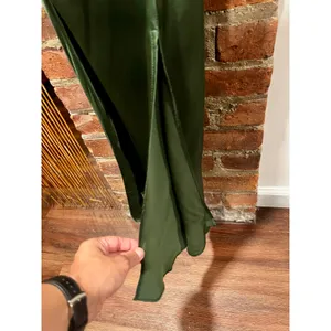 Zara Emerald Green Satin Draped Midi Dress NWT M 90s Minimalist Slip thumbnail 5