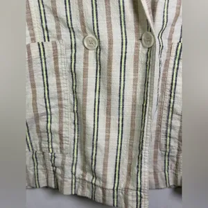 Maeve by Anthropologie Women’s Textured Cotton Stripe Blazer Jacket Relaxed Sz M thumbnail 3