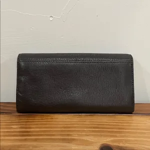 Michael Kors Fulton Carryall Wallet Brown Pebbled Leather "MK" Logo Medallion thumbnail 2