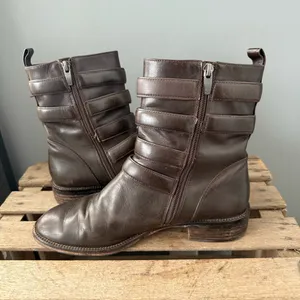 Via Spiga Bara Leather Moto Boots Brown Size 9 A24‎ thumbnail 8