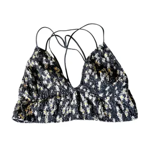 Victoria’s Secret PINK Black Sunflower Seersucker Bralette Bra Top Size Medium thumbnail 2