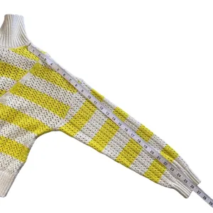 A new day yellow and white crochet pattern sweater size medium thumbnail 6
