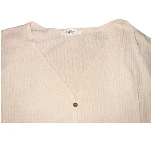 Unbranded Waffle Knit Top Tan Size L thumbnail 4