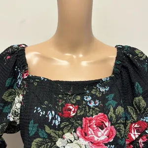 NWT Loft Long Puffed Sleeve Puckered Floral Top thumbnail 3