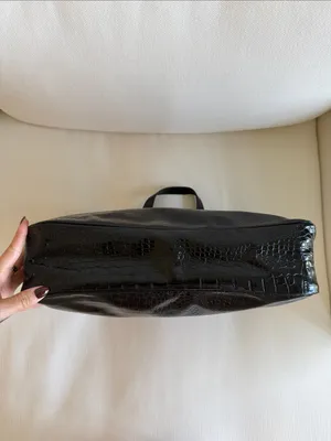 Vintage Saks Fifth Avenue Black Croc-Embossed Leather Briefcase / Work Tote thumbnail 3