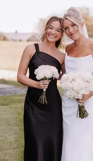 Black Satin Dress Maxi thumbnail 1