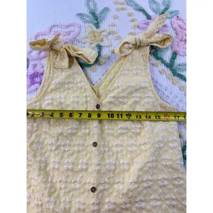 SHEIN Yellow‎ Textured Floral Tie Shoulder Ruffle Hem Mini Dress Size 6 M thumbnail 5