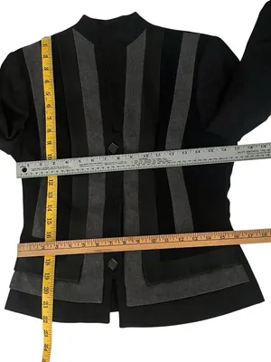 ALBERTO MAKALI Skirt Suit Worsted Wool Leather Trim Size 6 Made In USA VINTAGE thumbnail 8