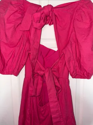 Hello Molly Best Weekend Tie Back Puff Sleeve Dress Pink Size 6 thumbnail 8