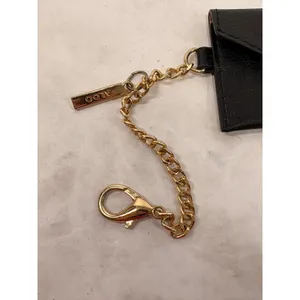 Aldo Black Pebbled Faux Leather Envelope Card Holder Wallet with Gold Chain Clip thumbnail 5