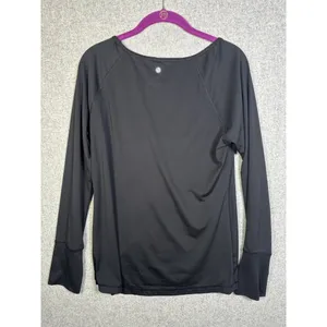 Yogalicious Large Womens Top Black Long Sleeve Stretch Comfort Solid Lightweight thumbnail 7