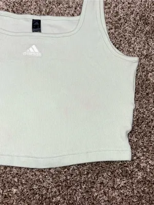 Adidas Ribbed Crop Tank Top in Mint XS thumbnail 6