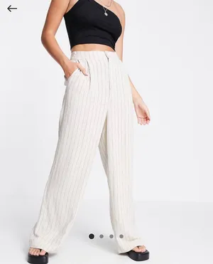 Stradivarius Wide Leg Relaxed Dad Pants In Stripe thumbnail 2