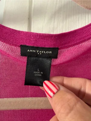 Ann Taylor Fuchsia Button-Front Lightweight Cardigan thumbnail 2