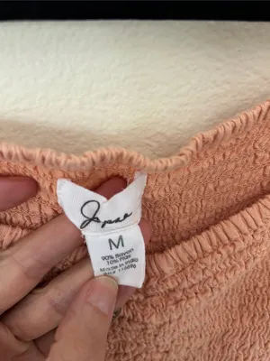 Japna peach smocked peasant, Boho cottage, balloon 3/4 sleeve top M thumbnail 6