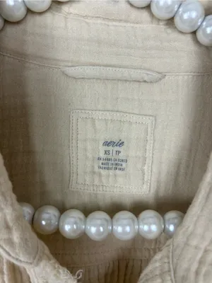 Aerie Pool To Party Gauze Cotton Button Down Coverup Shirt Size XS thumbnail 7