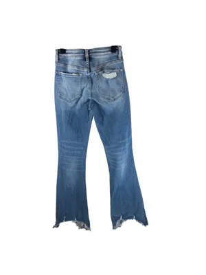 Vervet Flying Monkey Womens Jeans High Rise Flare Stretch Jean Frayed Distressed Hem 24 thumbnail 2