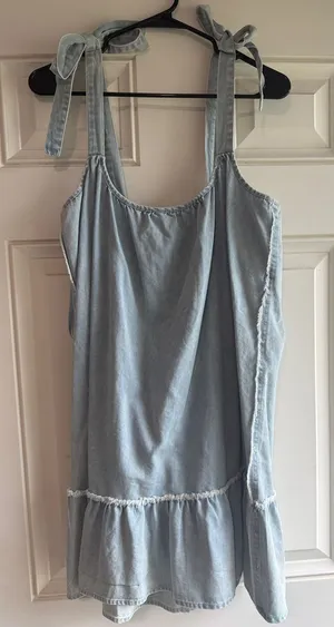 Dry Goods Light Blue Tie-Shoulder Mini Dress thumbnail 1
