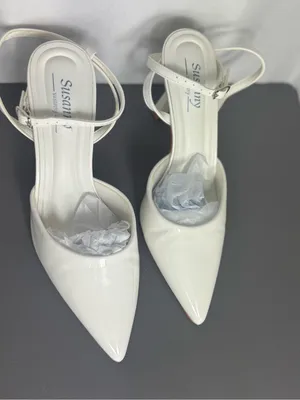 Susanny White Pointed Toe Slingback Heels wedding party elegant heels 7 1/2 thumbnail 3