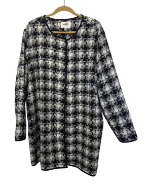 Old Navy Navy White Houndstooth Wool Blend Cardigan Jacket XXL Classic Pockets thumbnail 1
