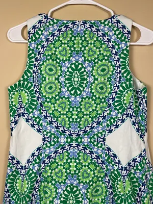 London Times Women’s Geometric Pattern Green Blue White Tank Shift Dress thumbnail 5