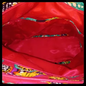 Vera Bradley Tote Bag Women Large Red Multi Floral Quilted Shoulder Handbag thumbnail 6