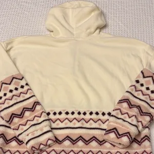 NEW! COMO VINTAGE Fleece Hoodie Sweatshirt Size L Ivory Pink Purple Geometric thumbnail 12