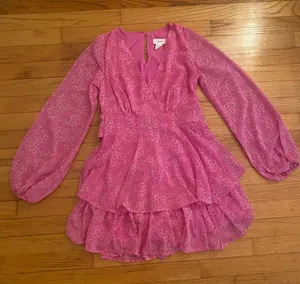 Pink Floral Ruffle Dress Size XS thumbnail 1