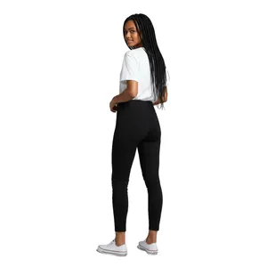 Time and Tru High Rise Leggings Women S Black 3-Pack Cotton Stretch Ankle 27 in thumbnail 2