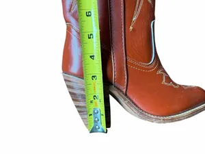 Miss Capezio Vintage Women's Embroidered Leather Stacked Heel Boot Size 5 thumbnail 9
