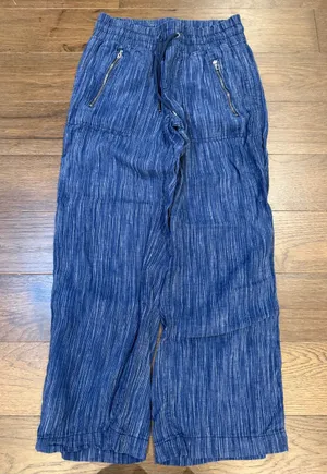 Athleta Athleta Cabo Linen Wide Leg‎ Pant - Blue - Smocked Waist - 2 - C31-050 thumbnail 1
