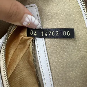 Fendi Vintage Satchel Bag Womens Medium White Leather Italy Top Handle FF thumbnail 3