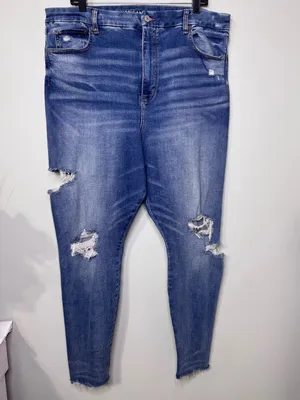 American Eagle Curvy Super Hi Rise Jeggings Skinny Jeans Ripped Frayed Size 18 thumbnail 3