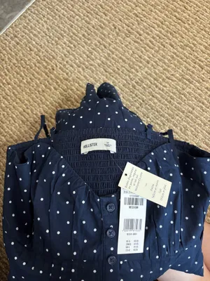Hollister Mini Dress Polka Blue White Dot thumbnail 5