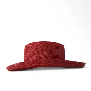 Unisex Western Ranch Rodeo Concert Festival Boho Indie Cowboy Cowgirl Straw Hat Cap Red Measurement in pics thumbnail 3