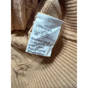 SHEIN‎ Womens Beige Cable Knit V-Neck Sweater Vest Size Medium Tan Sleeveless thumbnail 3