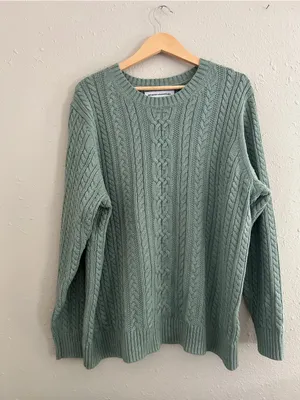 Amazon Essentials Cotton Cableknit Crewneck Sweater Ribbed Fisherman Style XXL thumbnail 2