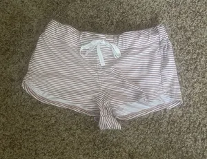 Calvin Klein Pink and White Striped Lounge Shorts thumbnail 1