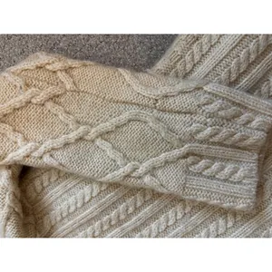 Carraig Donn Cardigan Sweater Cream Merino Wool Aran Knit Irish Fisherman thumbnail 5