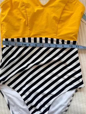 Cupshe Yellow and Black-White Striped One-Piece Swimsuit thumbnail 8