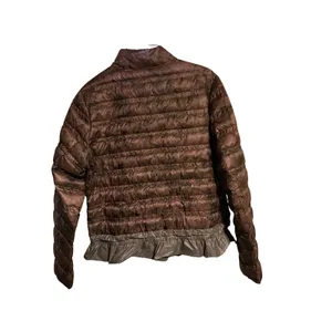 BCBGeneration Womens Medium Brown‎ Puffer Jacket Lightweight Ruffle Bottom thumbnail 6