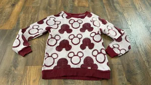 Disney Women's Soft Velour Fleece Mickey Mouse Sweatshirt Burgundy Size Small thumbnail 2