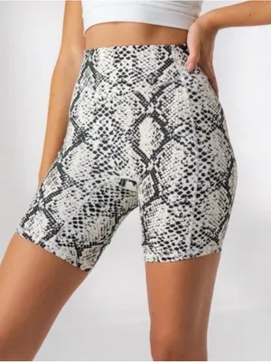 Balance Athletica White and Black Snake Print High-Waist Bike Shorts thumbnail 1